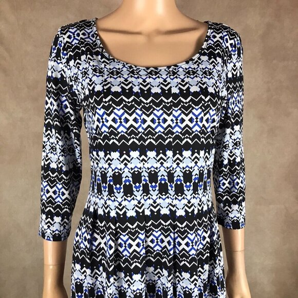 NY Collection Geo-Patterned 3/4-Sleeve Jersey Dress NWT Medium Petite - Picture 5 of 11